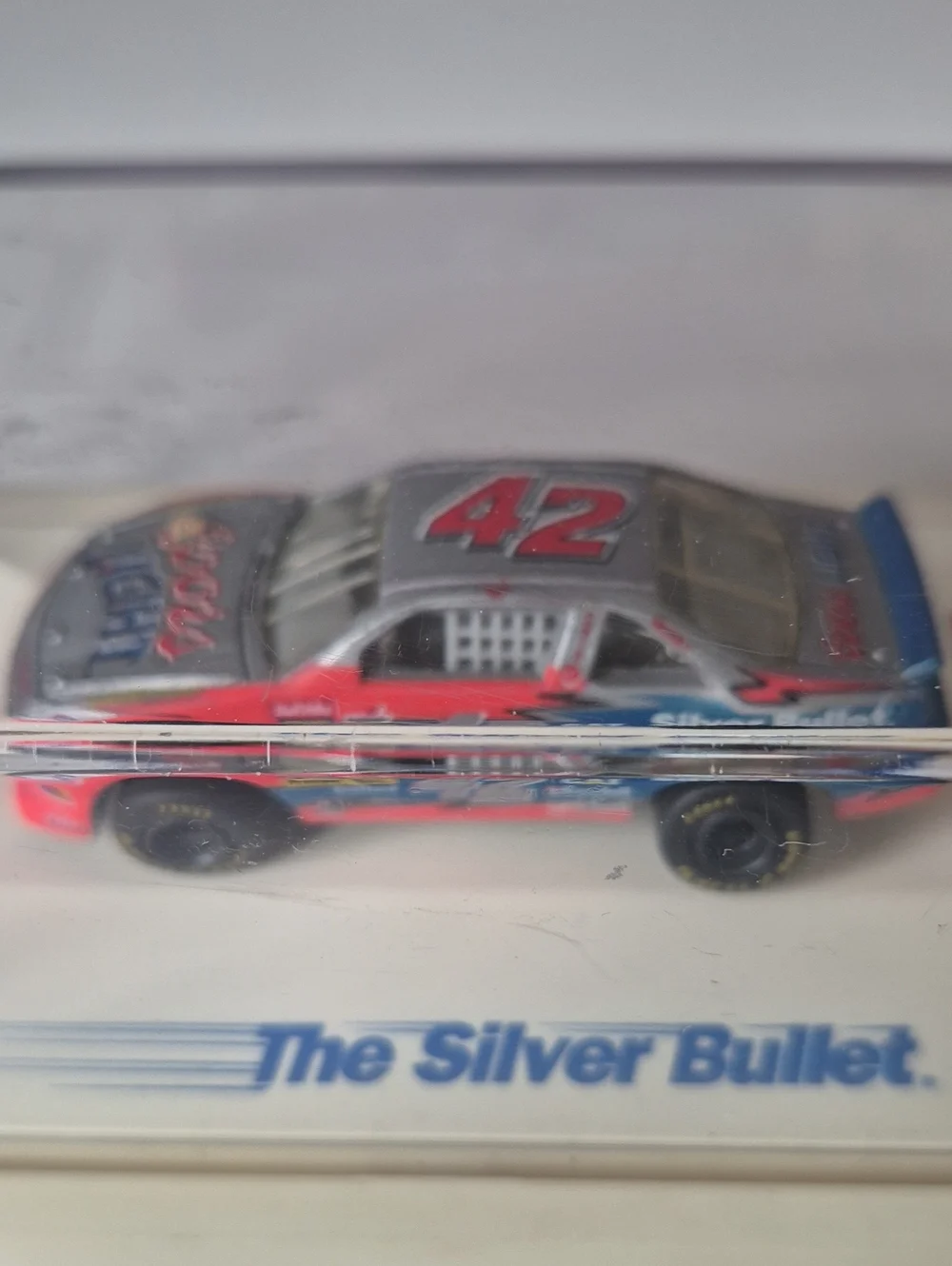 Matchbox Kids Silver Bullet #42 Die-Cast Race Car-Blue & Silver Gently Displayed